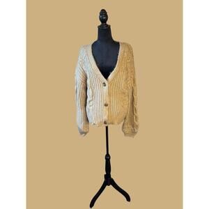 a.new day Women's Chunky Knit Button-Up Cardigan Sweater, Size Large